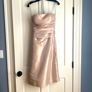 Bill Levkoff Strapless Dress w Fitted Bust and Back Tie Sash. Worn once, Size 6
